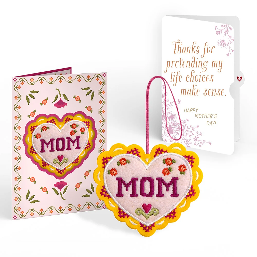 Lovepop Stitched with Love Mother’s Day HeartFelt Charm Card and Sentiment Set for Mom