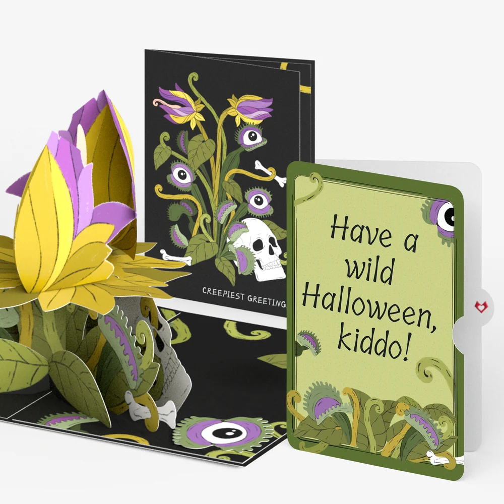 Lovepop Creepiest Greetings Halloween Venus Flytrap Pop-Up Card and Sentiment Set for Kid