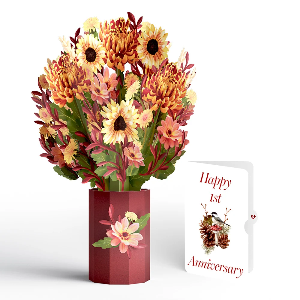 Lovepop Fall Sunshine 1st Anniversary Bouquet and Sentiment Set Cream