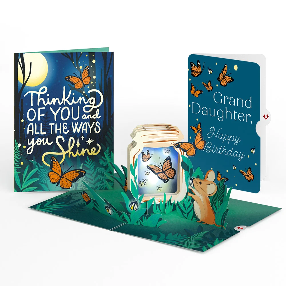 Lovepop Thinking of You Butterfly Jar Birthday Light-Up Pop-Up Card and Sentiment Set for Granddaughter