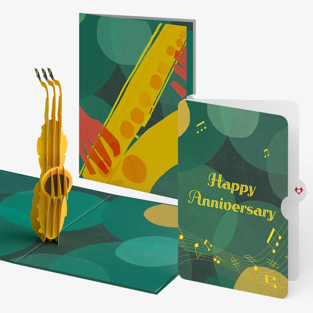 Lovepop Saxophone Anniversary Pop-Up Card and Sentiment Set