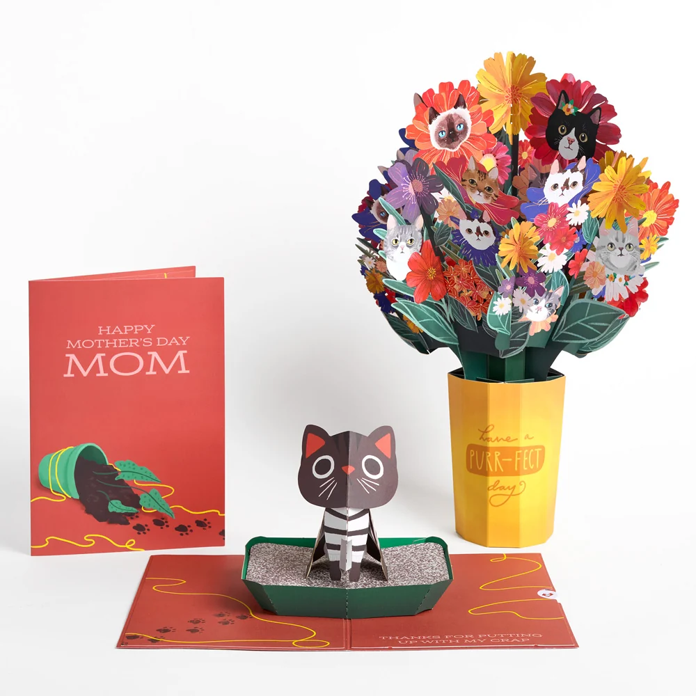 Lovepop Purr-fect Mother’s Day Pop-Up Card & Bouquet Bundle