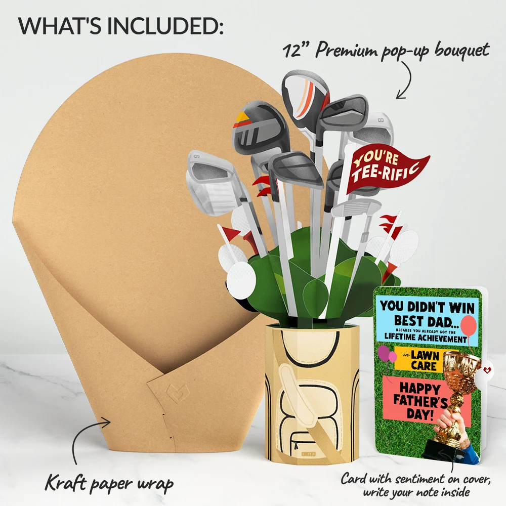 Lovepop Tee-rific Golf Father's Day Bouquet and Trophy Lawn Care Sentiment Set Bag - Image 2