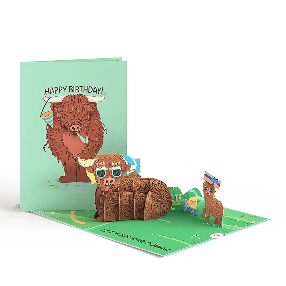 Lovepop Highland Cow Birthday Pop-Up Card