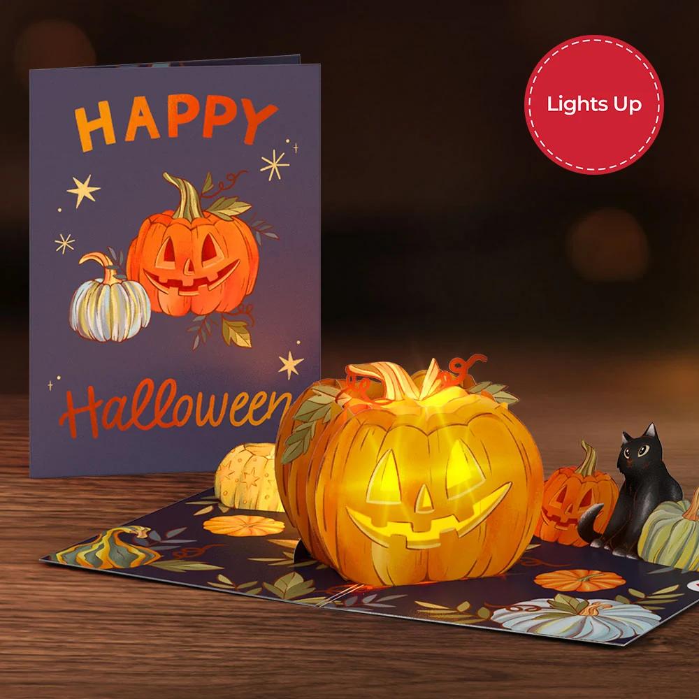 Lovepop Happy Halloween Pumpkin Light-Up Pop-Up Card