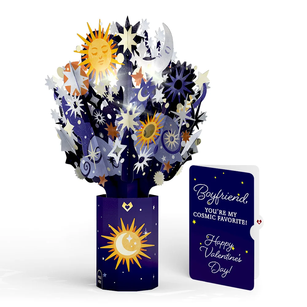 Lovepop Celestial Sky Valentine Light-Up Bouquet and Sentiment Set for Boyfriend Vase