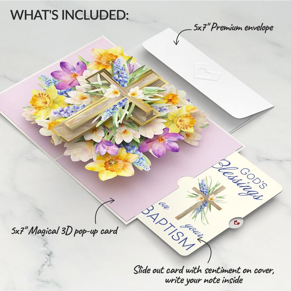 Lovepop The Lord Bless You Floral Cross Baptism Pop-Up Card and Sentiment Set - Image 2