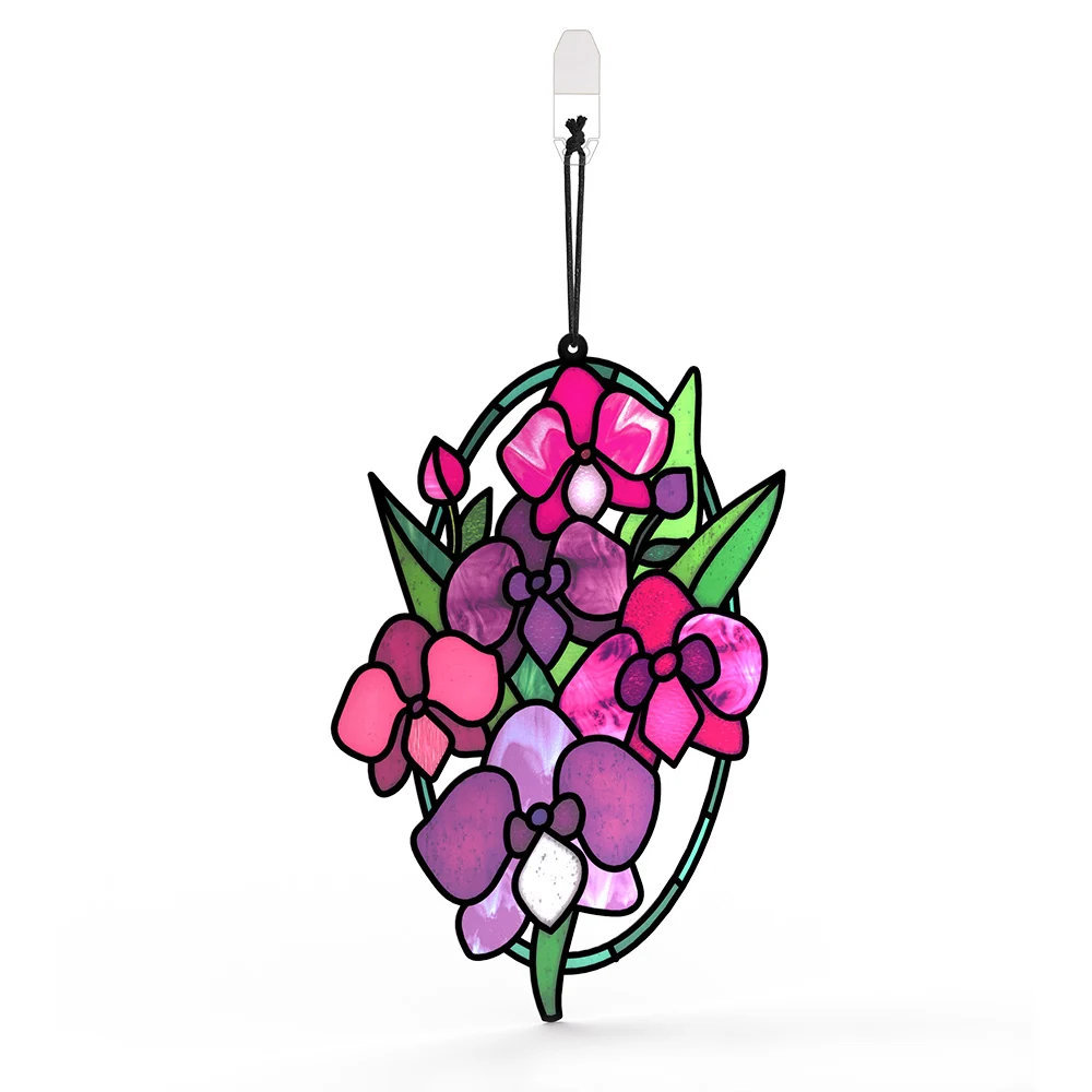 Lovepop You Make Things Bloom Orchid Birthday Suncatcher Card and Sentiment Set Glass - Image 3