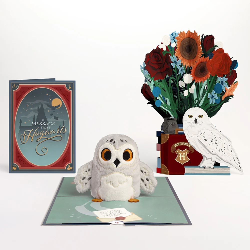 Lovepop Harry Potter Hedwig Plushpop Card & Flower Buds Bouquet Bundle