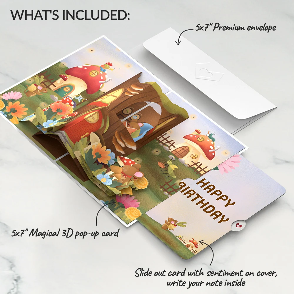 Lovepop Woodland Critter Village Birthday Pop-Up Card and Sentiment Set - Image 2