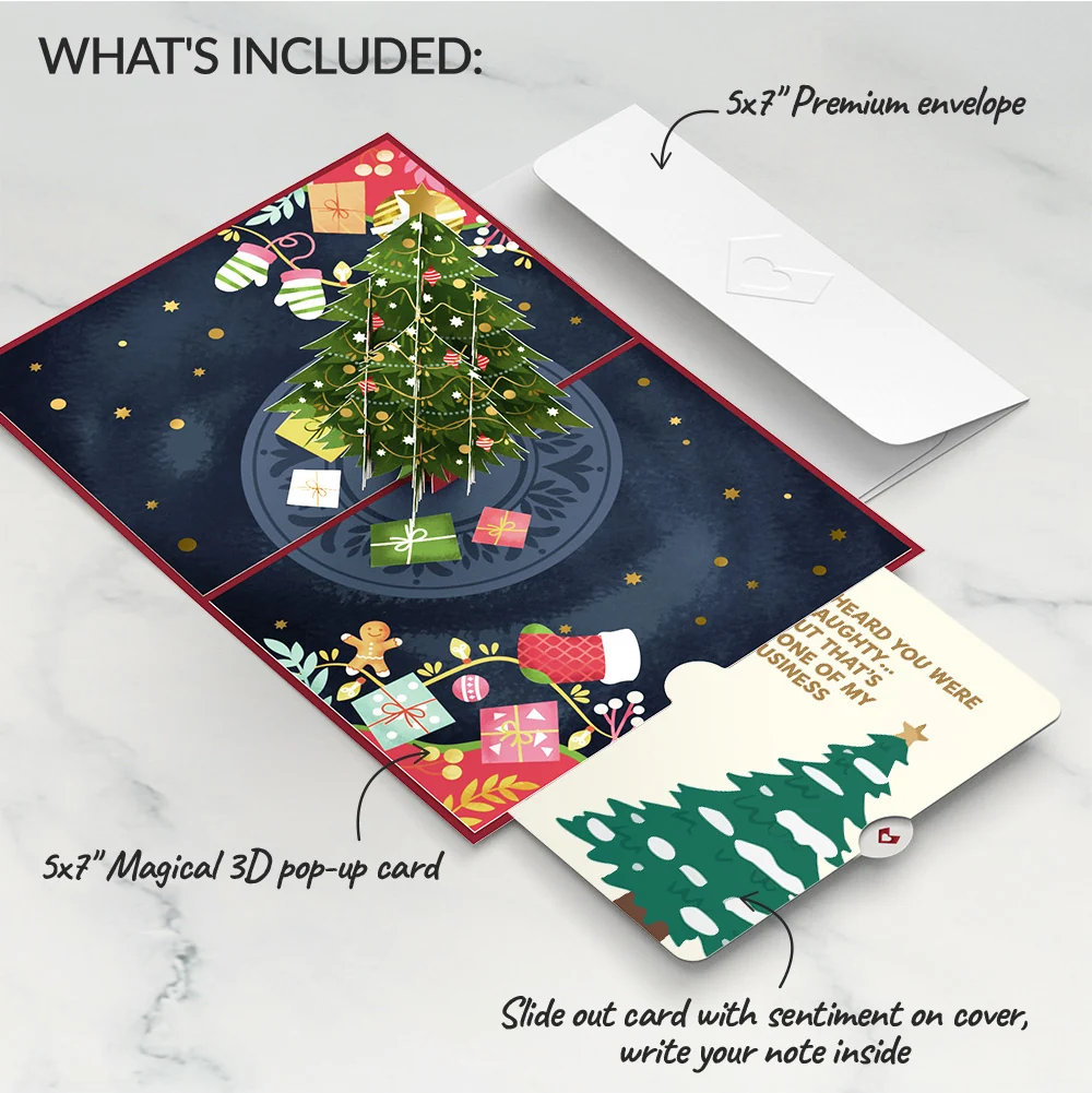 Lovepop Festive Christmas Tree Pop-Up Card and Funny Sentiment Set Cream - Image 2