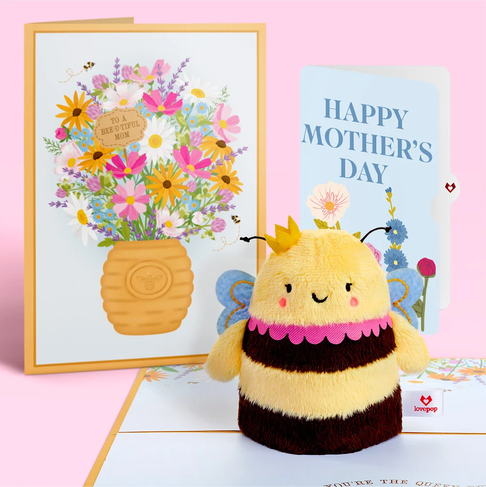Lovepop 'Bee-u-tiful Mom' Queen Bee Mother's Day Plushpop Card and Sentiment Set