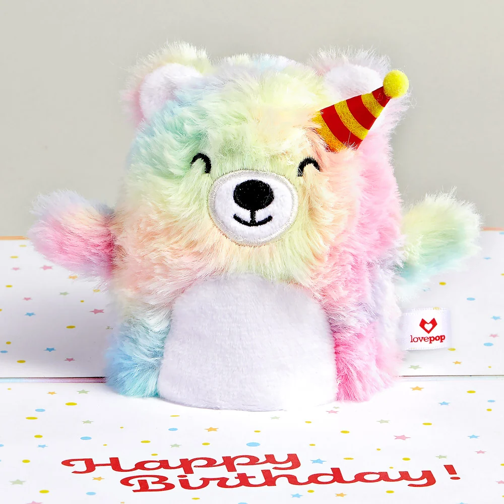 Lovepop Rainbow Bear with The Thinker Birthday Plushpop Card and Sentiment Set - Image 3