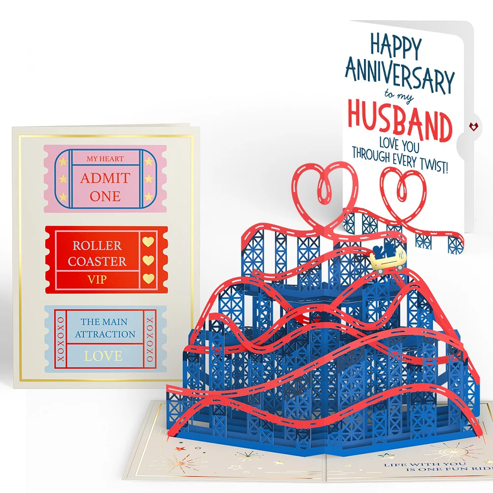 Lovepop Love Rollercoaster Pop-Up Card and Anniversary Sentiment Set for Husband