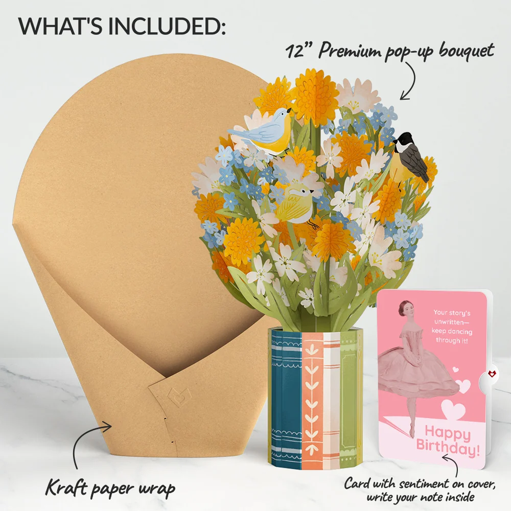 Lovepop Spring Joy Birthday Bouquet and Dancing Through Life Sentiment Set Vase - Image 2