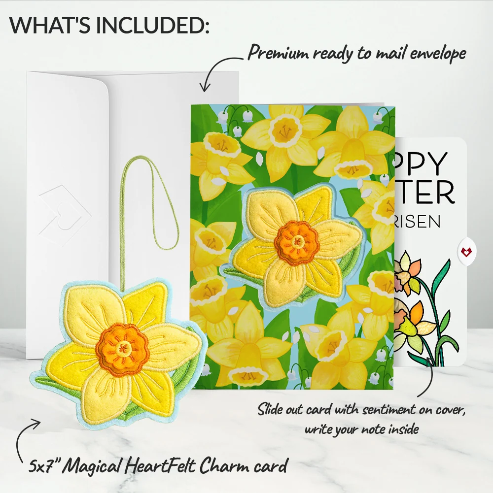 Lovepop Sunny Daffodil Easter Heartfelt Charm Card and Garden Blooms He Is Risen Sentiment Set Bag - Image 2