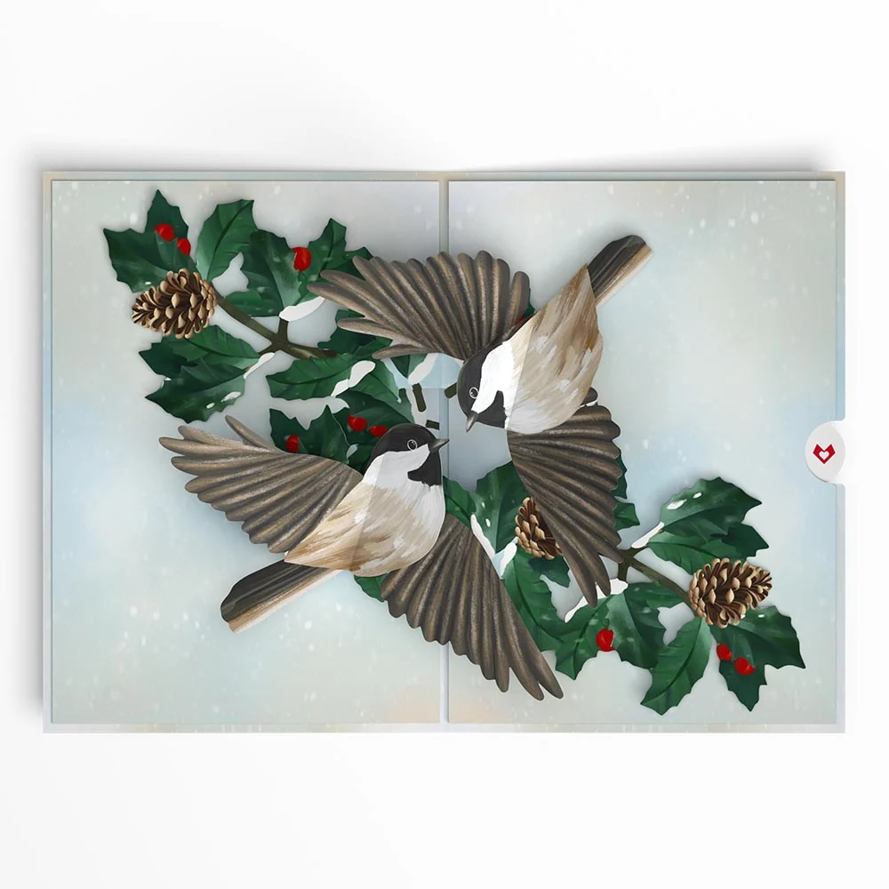 Lovepop Winter Chickadees Pop-Up Card - Image 3