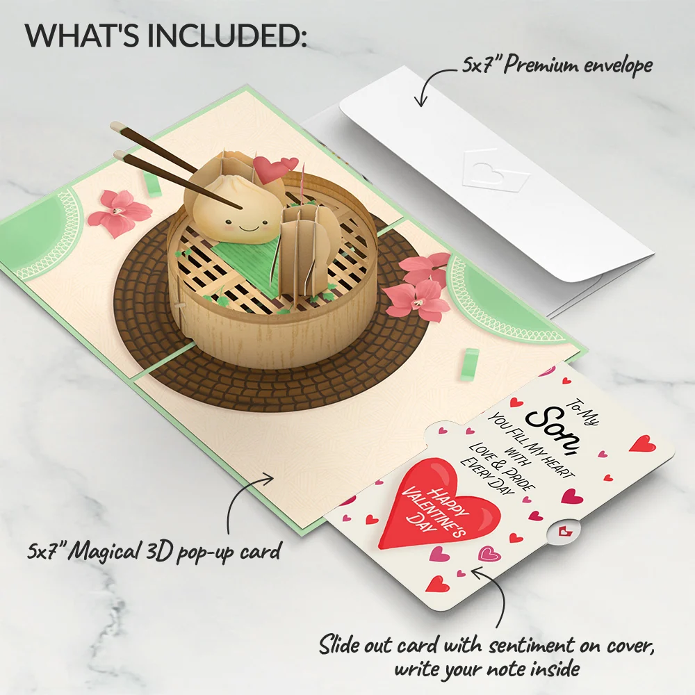 Lovepop You're All That and Dim Sum Valentine Pop-Up Card and Sentiment Set for Son Tea - Image 2