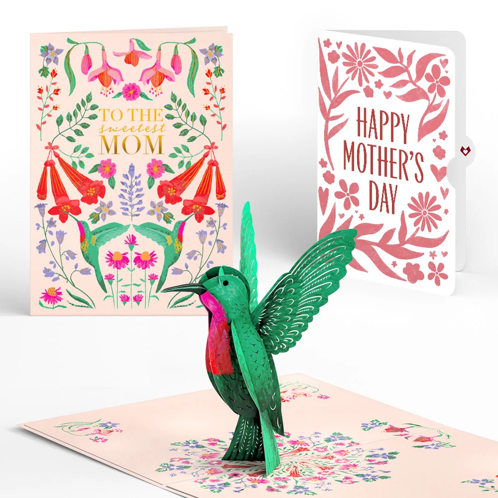 Lovepop Sweetest Hummingbird Mother’s Day Pop-Up Card and Bold Petal Pattern Sentiment Set for Mom
