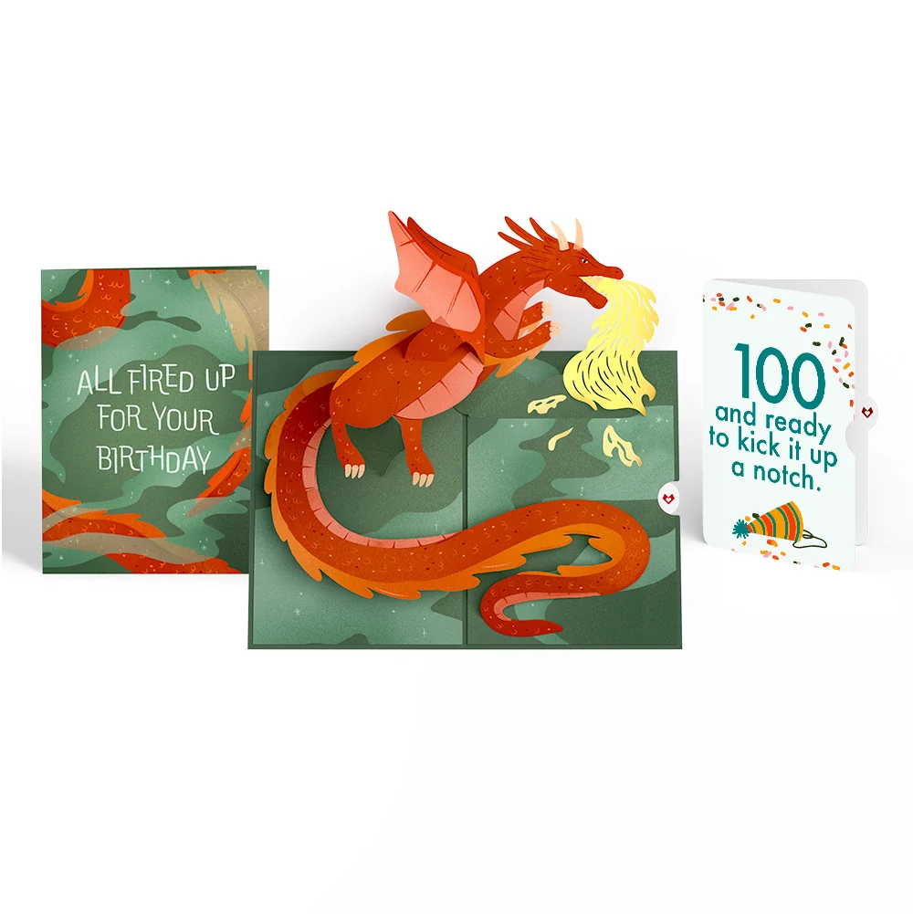 Lovepop Fired Up for Your Birthday Dragon Pop-Up Card and 100th Kick It Up Sentiment Set