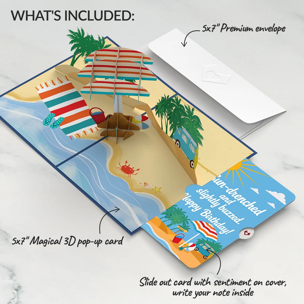 Lovepop Sandy Shores Birthday Pop-Up Card and Sun-Drenched Beach Sentiment Set - Image 2