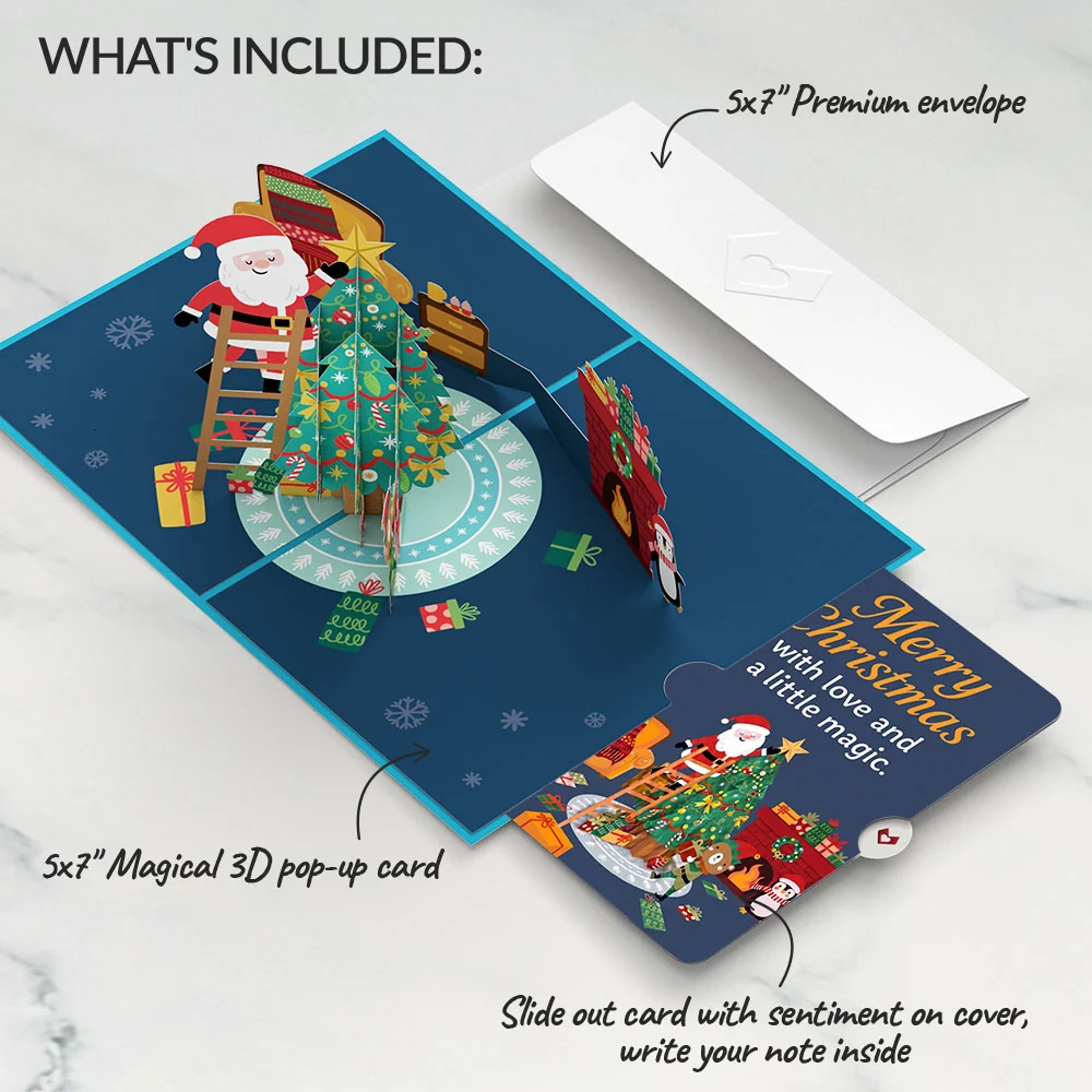 Lovepop Santa Decorating a Christmas Tree Pop-Up Card and Little Magic Sentiment Set - Image 2