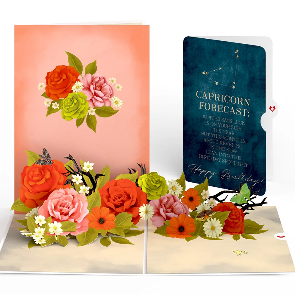 Lovepop Midnight Florals Birthday Pop-Up Card and Capricorn Zodiac Sentiment Set
