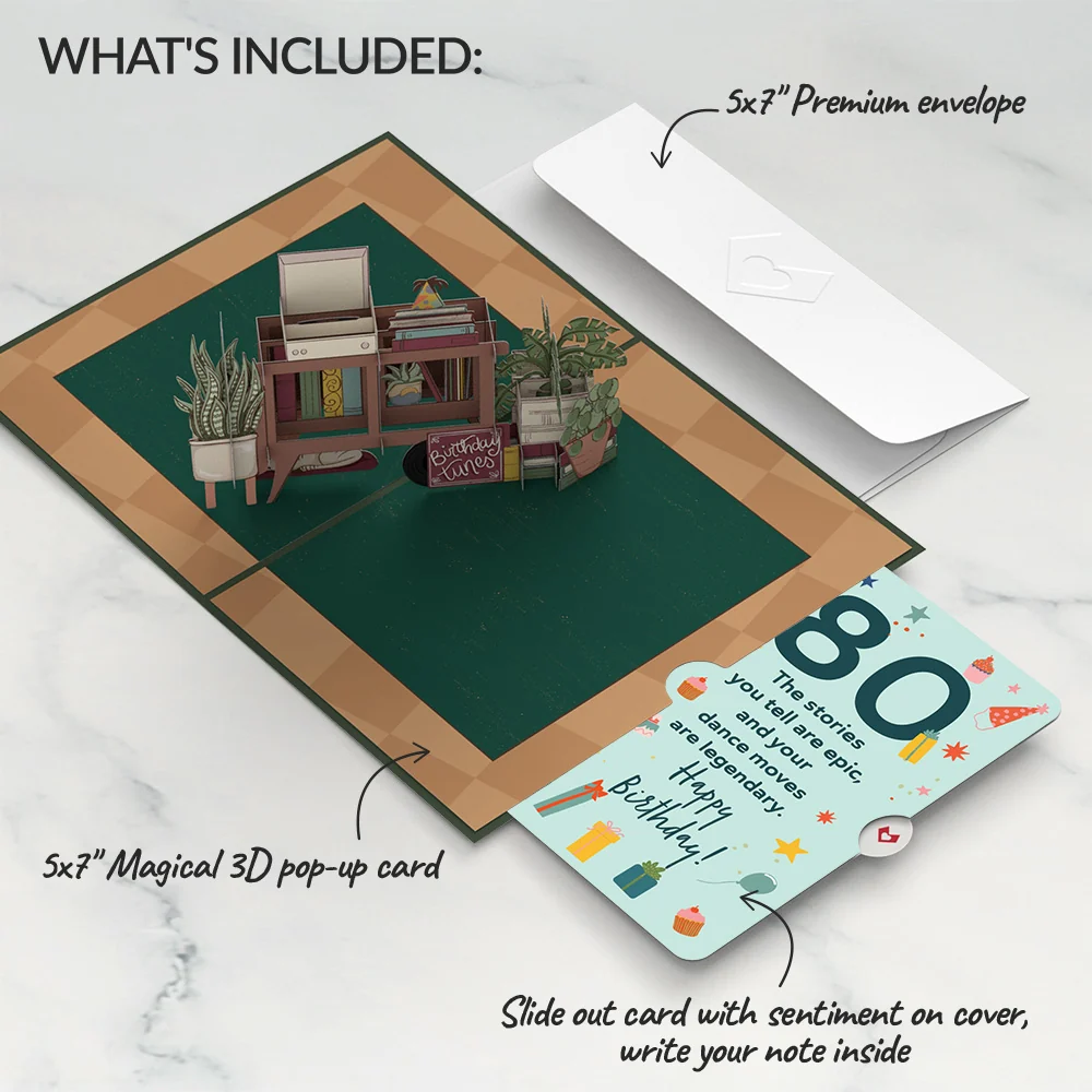 Lovepop 80th Birthday Houseplants Pop-Up Card and Sentiment Set - Image 2