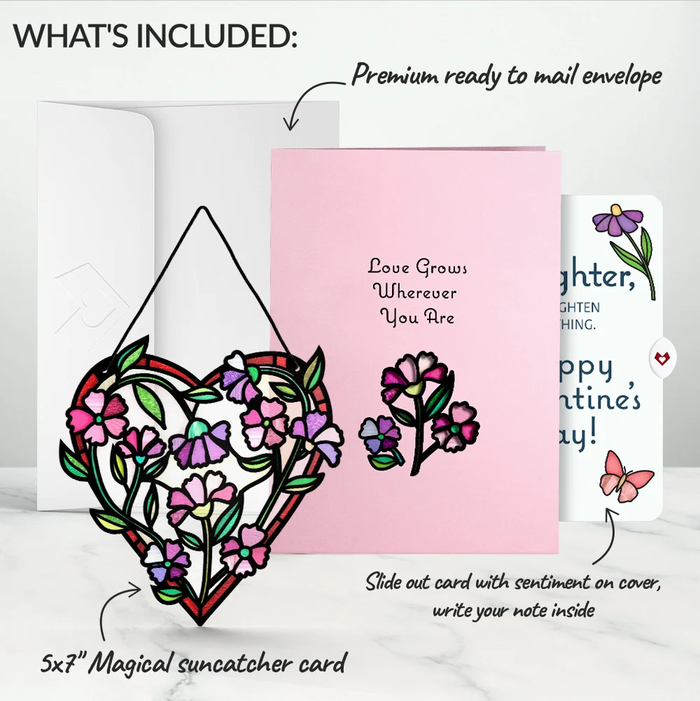 Lovepop Love Grows Heart Valentine Suncatcher Card and Sentiment Set for Daughter Glass - Image 2