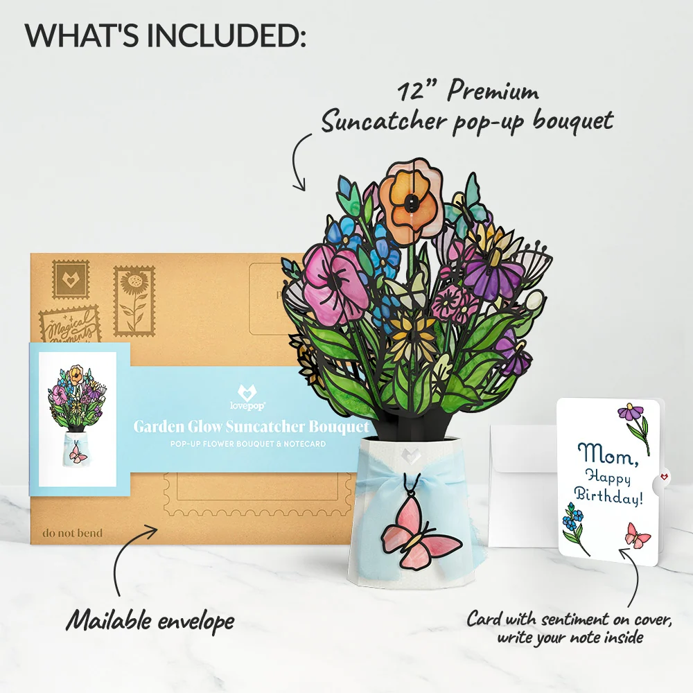Lovepop Garden Glow Birthday Suncatcher Bouquet and Sentiment Set for Mom Glass - Image 2