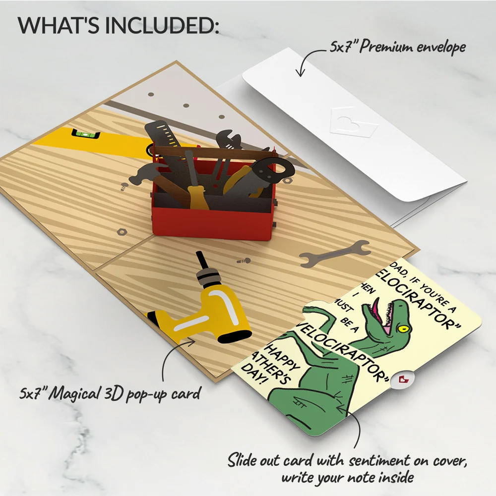Lovepop Toolbox Father's Day Pop-Up Card and Velociraptor Sentiment Set - Image 2