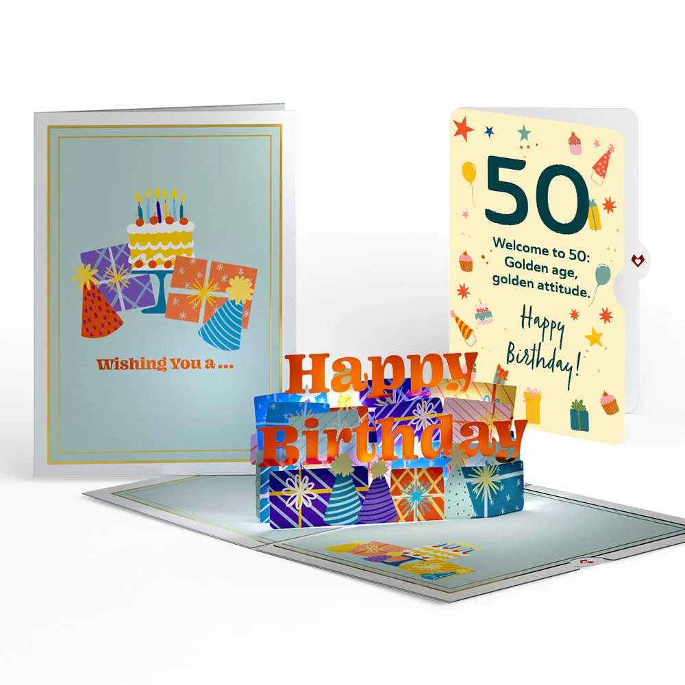 Lovepop Wishing You a Happy 50th Birthday Music and Lights Pop-Up Card and Sentiment Set