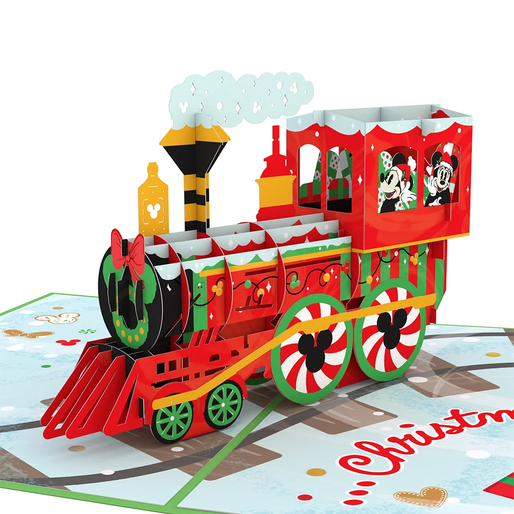 Lovepop Disney's Mickey & Minnie Mouse Christmas Train Pop-Up Card - Image 2