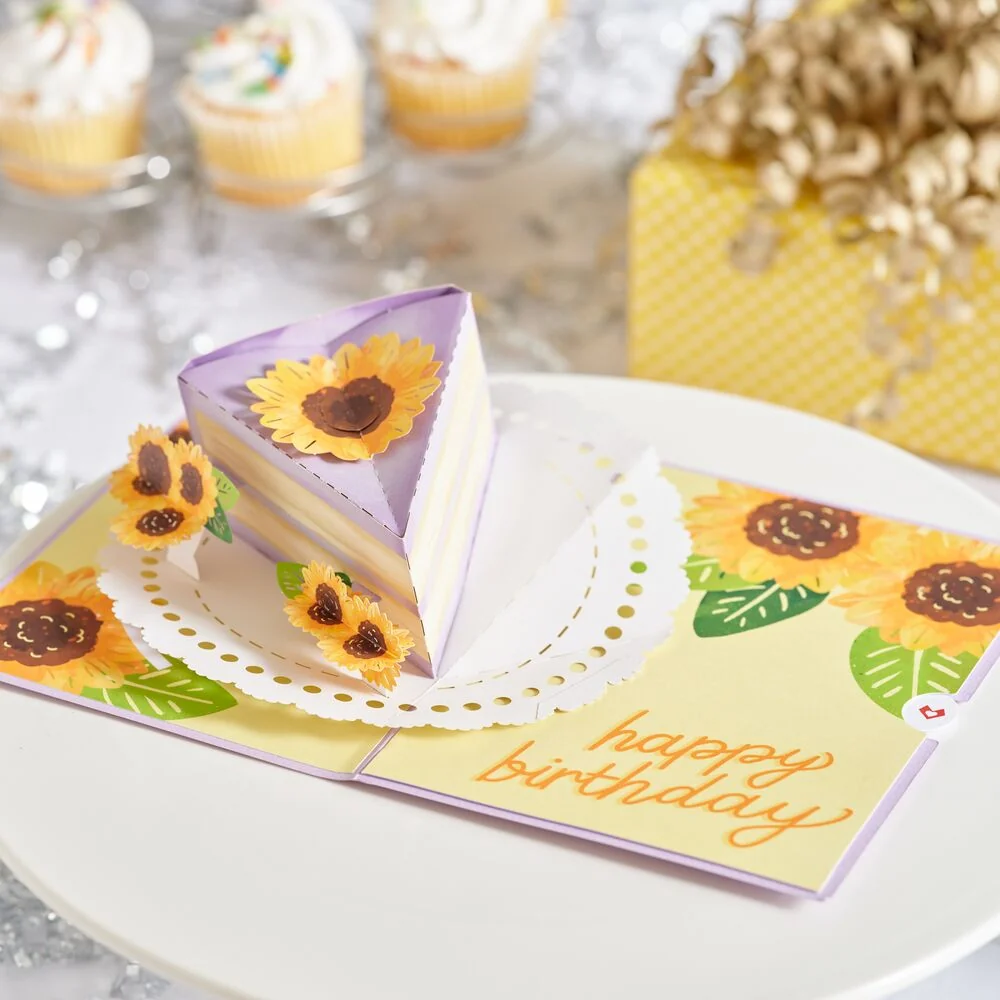 Lovepop Sunflower Birthday Cake Slice Pop-Up Card Candle - Image 6