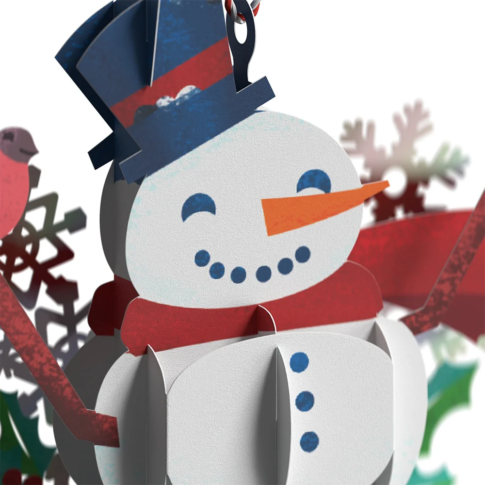 Lovepop Wish You a Happy Holiday Snowman Slicegami Ornament Card - Image 3