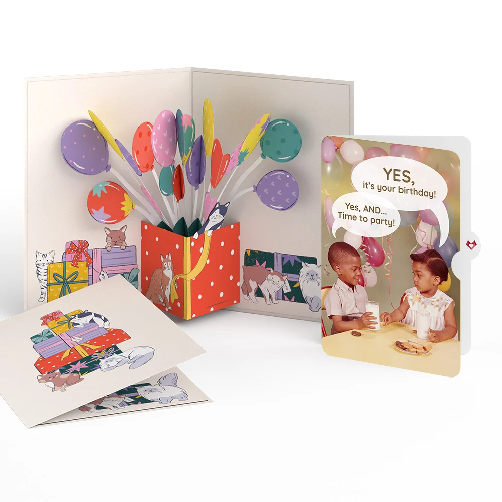 Lovepop Curious Cats Birthday Pop-Up Card and Time to Party Sentiment Set