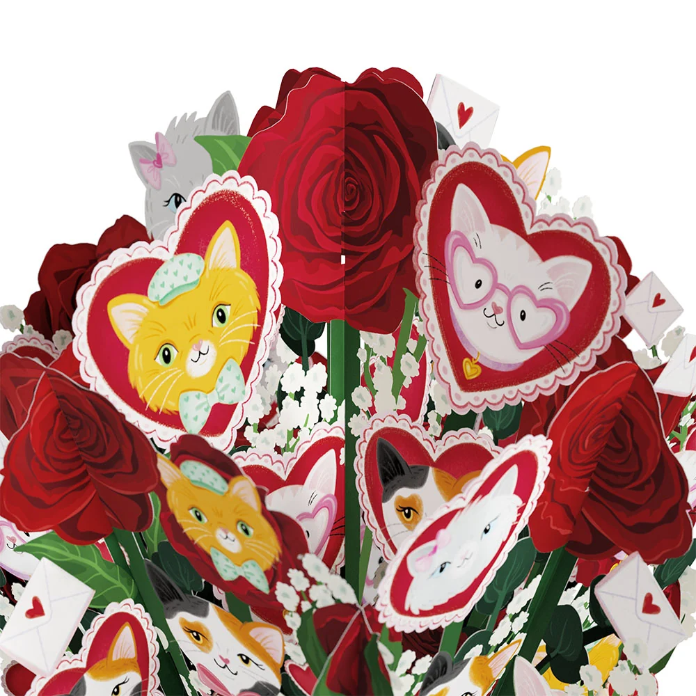 Lovepop You Make My Heart Purr Cat Valentine Bouquet and Sentiment Set for Wife Vase - Image 3