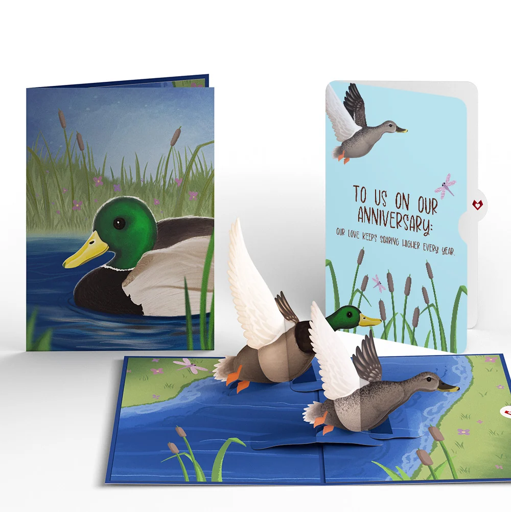 Lovepop Pondside Mallard Ducks Anniversary Pop-Up Card and Sentiment Set for Partner