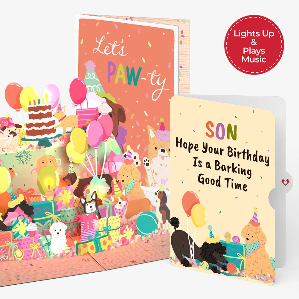 Lovepop Birthday Pawty Pups Music and Lights Pop-Up Card and Sentiment Set for Son