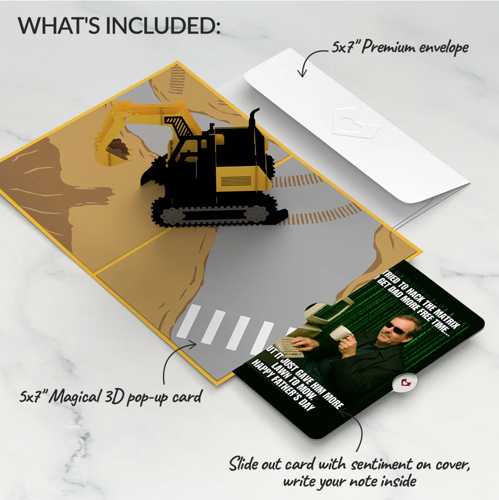 Lovepop Excavator Father's Day Pop-Up Card and Matrix Hacker Sentiment Set - Image 2
