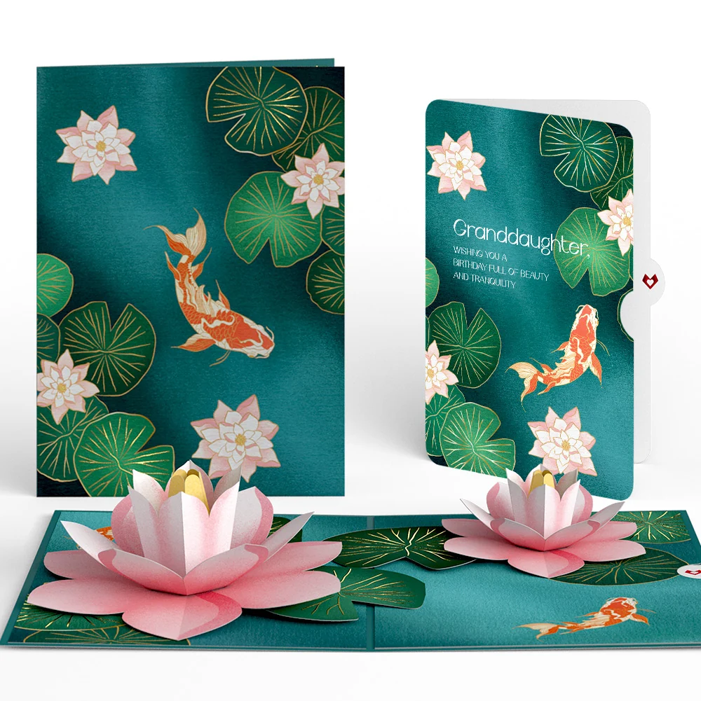 Lovepop Koi Fish and Lotus Pond Birthday Pop-Up Card and Sentiment Set for Granddaughter