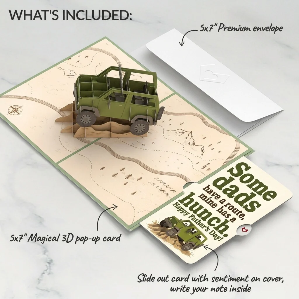 Lovepop Off-Road Adventure Father's Day Pop-Up Card and Hunch Route Sentiment Set for Dad Cream - Image 2