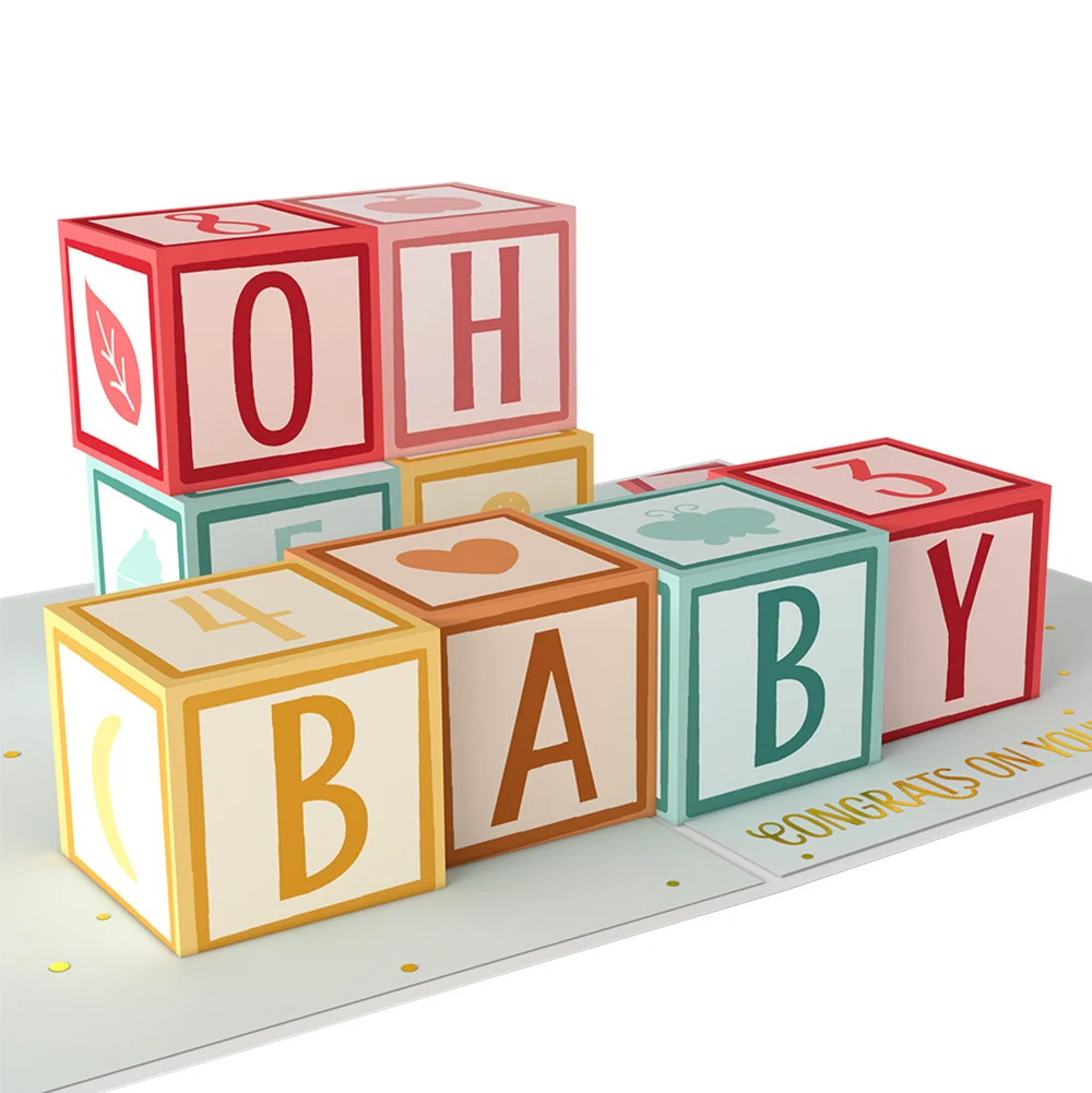Lovepop Oh Baby! Congrats Pop-Up Card and Sentiment Set Cream - Image 3
