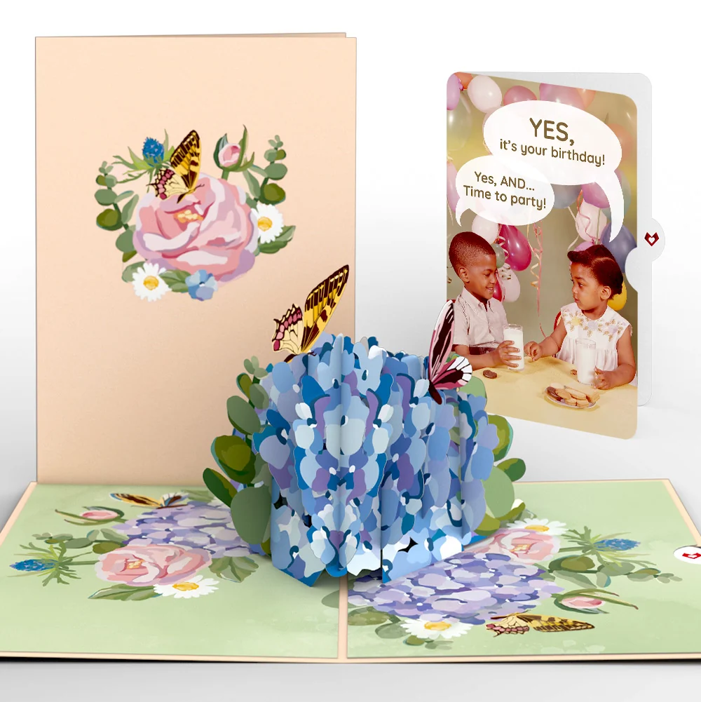 Lovepop Hydrangea Butterflies Birthday Pop-Up Card and Time to Party Sentiment Set