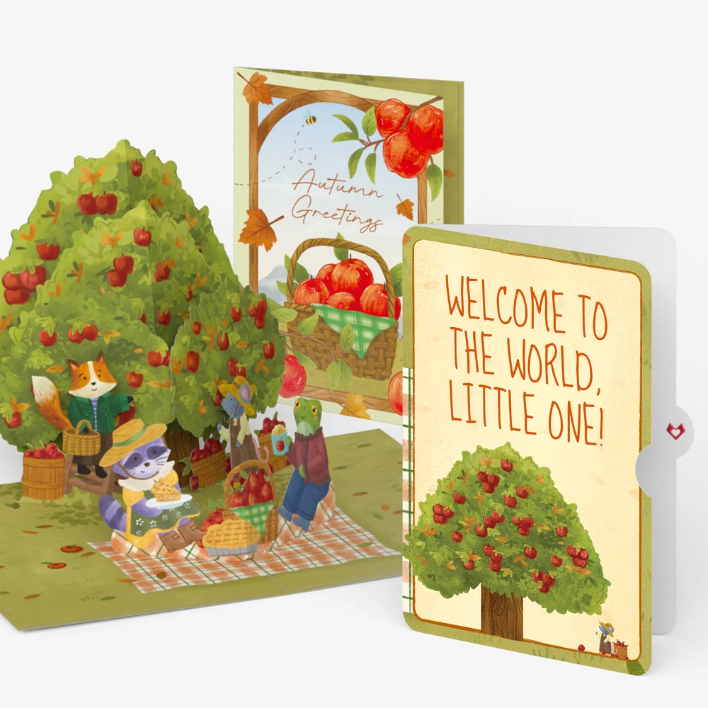 Lovepop Woodland Animals Autumn Greetings New Baby Pop-Up Card and Sentiment Set Basket