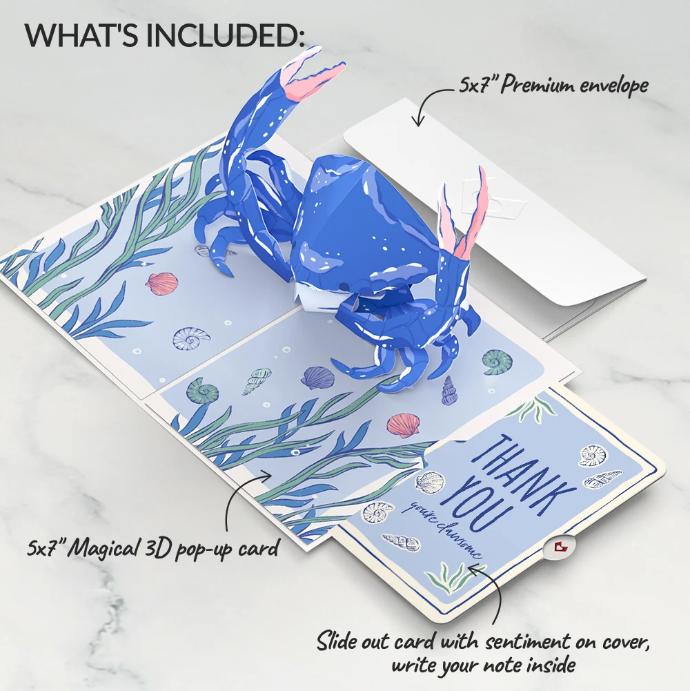 Lovepop Blue Crab Thank You Pop-Up Card and Sentiment Set - Image 2