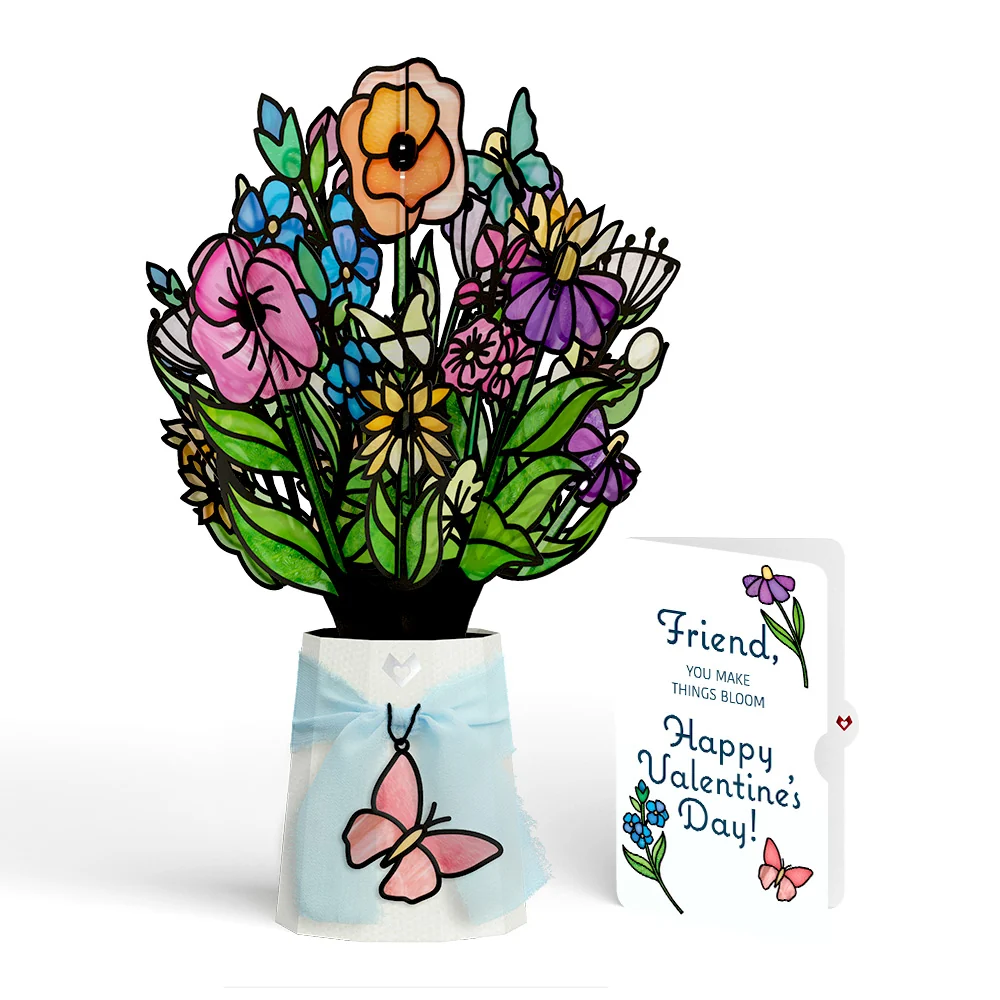 Lovepop Garden Glow Valentine Suncatcher Bouquet and Sentiment Set for Friend Glass