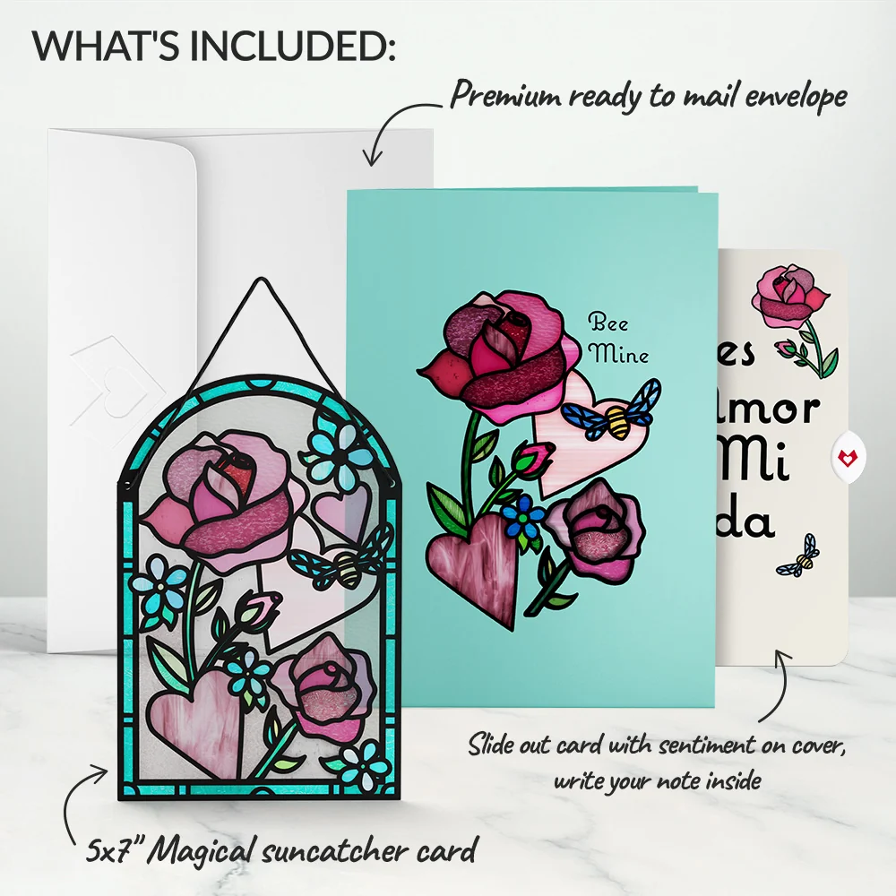 Lovepop Bee Mine Suncatcher Eres El Amor De Mi Vida Valentine Pop-Up Card and Sentiment Set Glass - Image 2