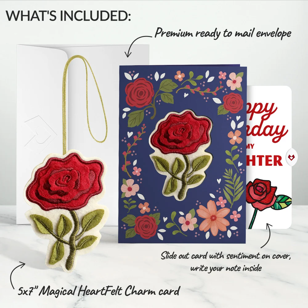 Lovepop Everlasting Rose Birthday HeartFelt Charm Card and Sentiment Set for Daughter - Image 2