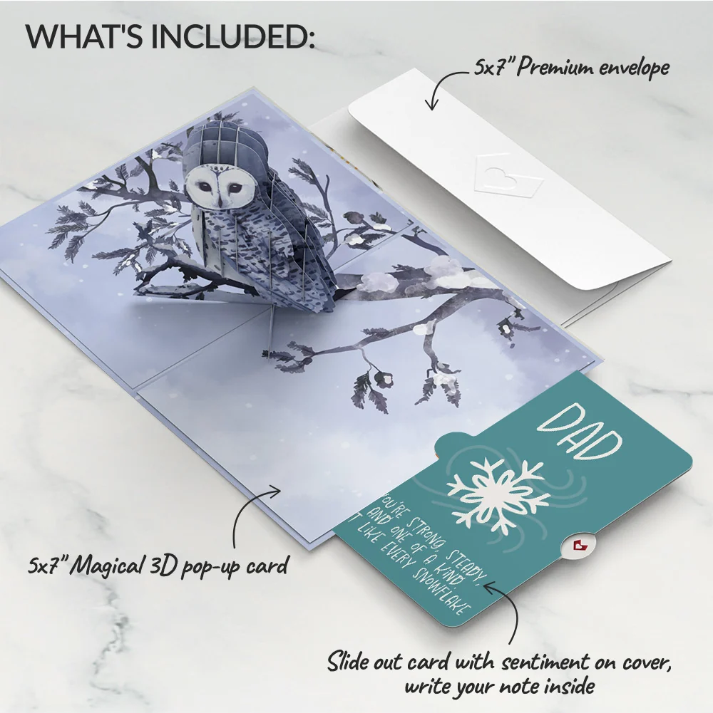 Lovepop Snowy Owl Winter Pop-Up Card and Sentiment Set for Dad - Image 2